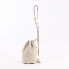 Shrunken leather drawstring shoulder bag